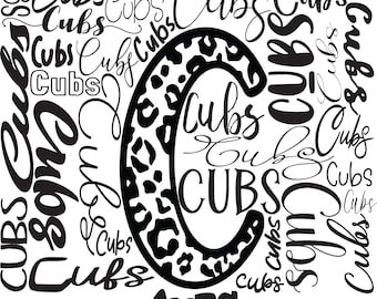 Cubs Subway Art SVG, Leopard Print Collage (Digital File)