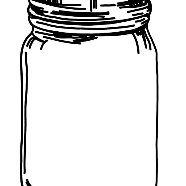 Hand Drawn Detailed Generic Canning Jar,  Mason Jar, Glass Jars, Storage Jars SVG File, Drawn clipart, Cutting File, Cut File