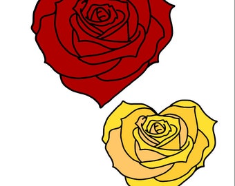 Heart-shaped Roses SVG, Rose Svg, Flower SVG, Heart Rose Cutting File, Hand Drawn SVG File, Cutting File, Cut File, Commercial Use