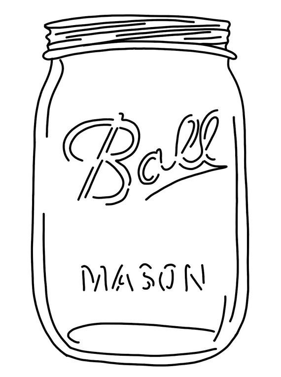 Hand Drawn Mason Jar SVG File, Drawn Clipart, Cutting File, Cut File 