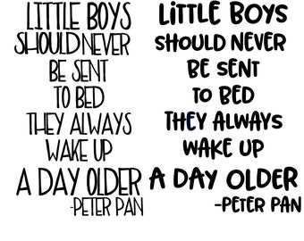 Little Boys Should Never Be Sent To Bed They Always Wake Up A Day Older, Peter Pan SVG File, Drawn clipart, Cutting File, Cut File