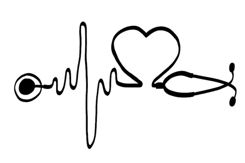 Latido del corazón, estetoscopio para el corazón, enfermera, médico, veterinario, técnico veterinario, archivo SVG médico, clipart dibujado, archivo de corte, archivo de corte imagen 1