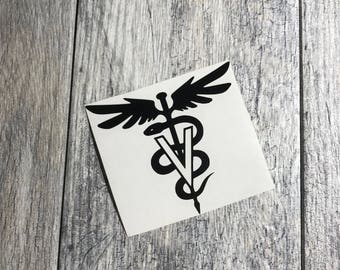 Veterinary Caduceus Vinyl Decal, Car, Tumbler, Phone