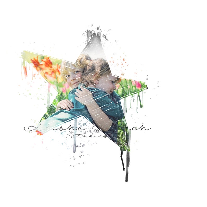 May include: Two children, a boy and a girl, are hugging each other in a watercolour-style illustration. The image is set against a background of a star shape with a green, orange, and grey colour scheme. The text "Isha's Studies" is written in cursive at the bottom of the image.