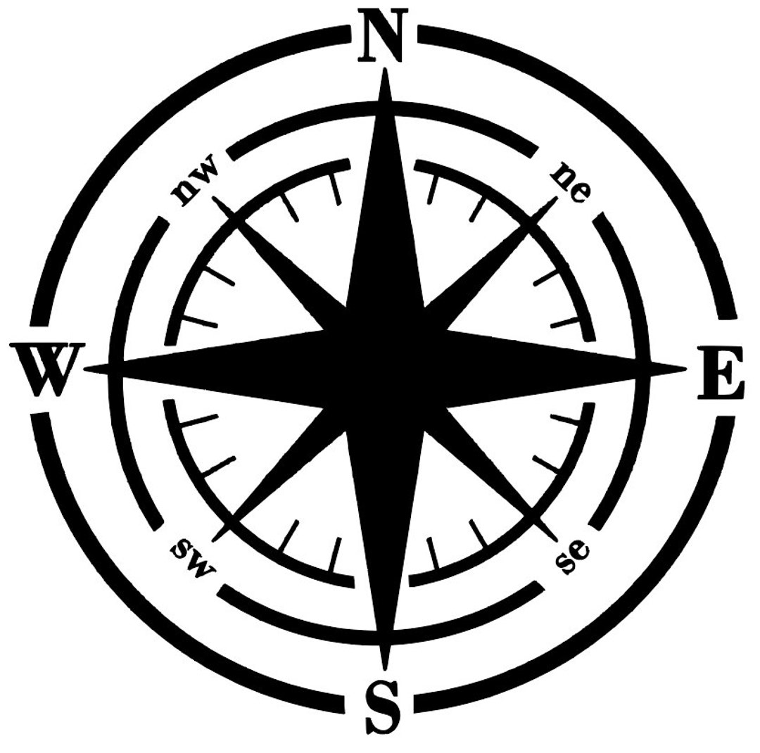 Compass, Compase Rose, Traveler, Direction, Wanderer, Hiking Vinyl ...