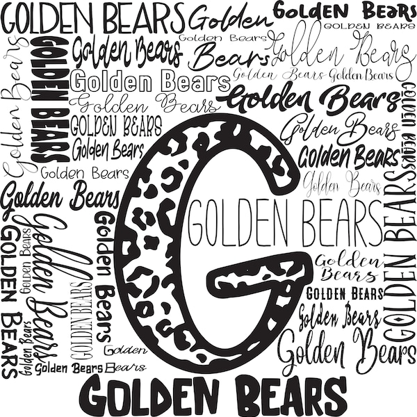 Golden Bears Subway Art, Sports, Golden Bears Collage, Typography, Team Mascot, Cutting File, Cricut, Silhouette, Cut File, Commercial Use