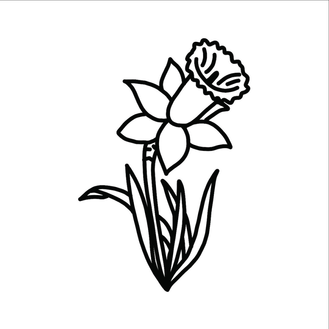 Daffodil Flower Outline SVG, Easter Flower Cutting File, Flower SVG