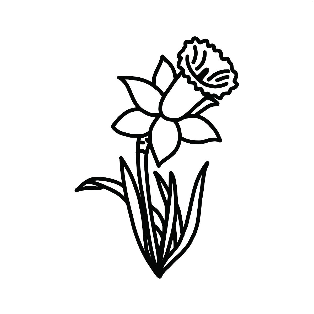 Daffodil Flower Outline SVG Easter Flower Cutting File | Etsy