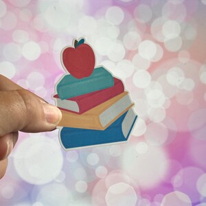 Stack of Books Sticker, Teacher Sticker, Librarian, Sticker, Gift, Sticker for Phone, Tablet, Computer, Laminated Water Resistant Sticker