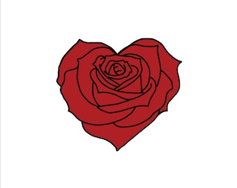 Heart Rose SVG, Layered Flower Cut File (Commercial Use)