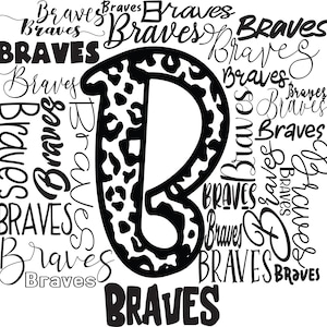 Braves Subway Art, Sports SVG, Braves Collage, Team Mascot, Leopard Print, Cutting File, Cricut, Silhouette, Cut File, Commercial Use