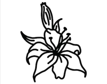 Full Front Lilly SVG, Lilly Cutting File, Flower SVG, Lilly Outline, Hand Drawn SVG File, Cutting File, Cut File, Commercial Use