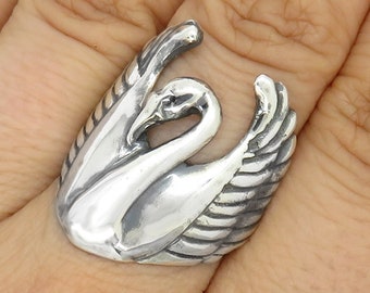 Large Swan Ring - Swan Jewelry - Animal Jewelry - Animal Ring - Bird Ring - Bird Jewelry - Totem Jewelry - Silver Ring - Statement Ring