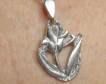 Tulip Pendant in Sterling Silver - Dainty Floral Pendant with Delicate Tulip Flower - Highly Polished Handmade 925 Silver Necklace