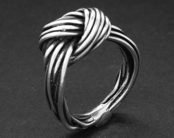 Knotted Rope Ring in Sterling Silver - Tie the Knot - Knotted Sterling Silver Band