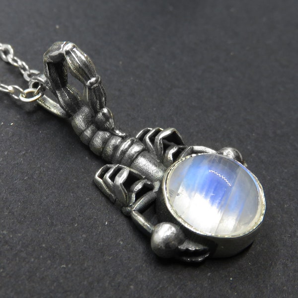 Scorpion Pendant with Moonstone or another Gemstone of Your Choice - Scorpio Necklace