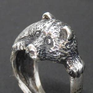 Bear Ring - Animal Ring - Totem Ring - Shaman Ring - Woodland Ring - Sculpted Sterling Silver Ring - Wearable Sculpture - Boho Ring
