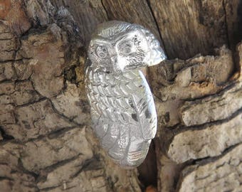 Snow Owl Ring in Sterling Silver - White Owl Ring - Bird and Animal Rings - Totem Ring - Witch Ring - Wizard Ring - Pagan Ring