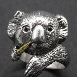 大切な Sterling Silver Koala Ring, Handmade Animal Jewelry, Cute アクセサリー