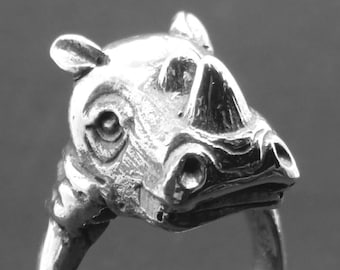 Anello Rinoceronte In Argento Sterling Fatto A Mano: Gioielli Punk Da Motociclista - Italia - Foto 8