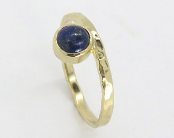 14K Yellow Gold Ring with Lapis Lazuli or Another Stone of Your Choice - Stackable Gold Ring