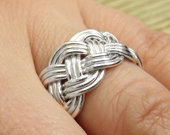 Mens Sterling Silver Wedding Band - Viking Band - Braid Band - Woven Braided Silver Ring - Wide Band Ring - Silver Wedding Ring - Twist Ring