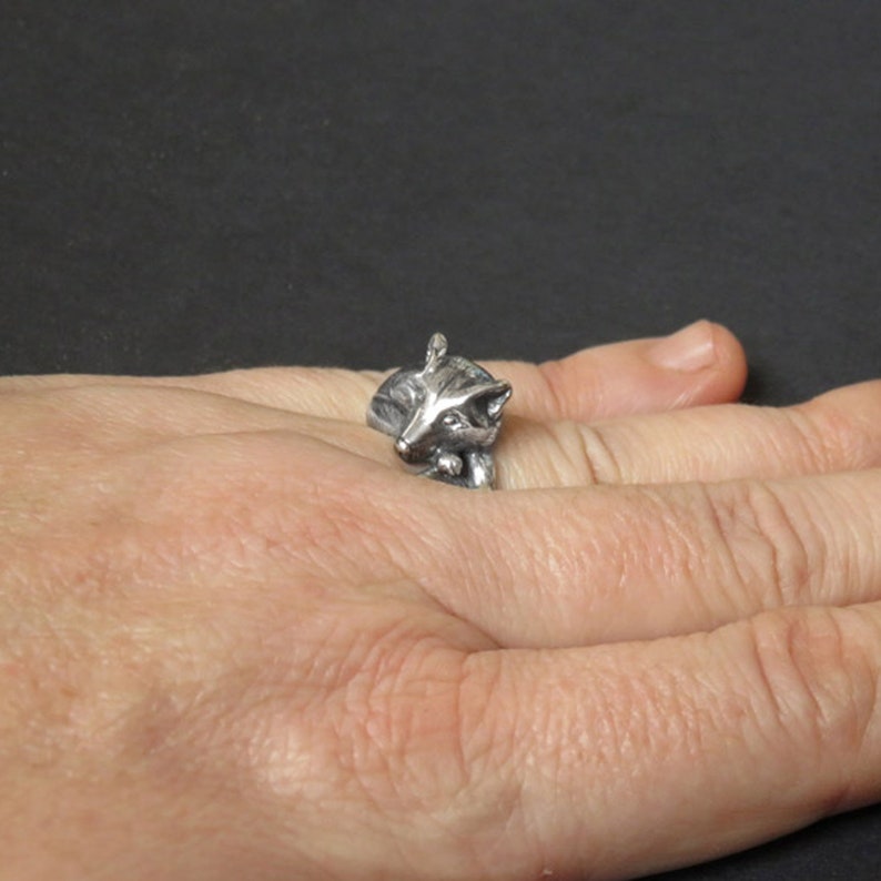 Wolf Ring in Sterling Silver Wolf Amulet Spirit Animal Totem Ring Wolf Ring for Women image 9