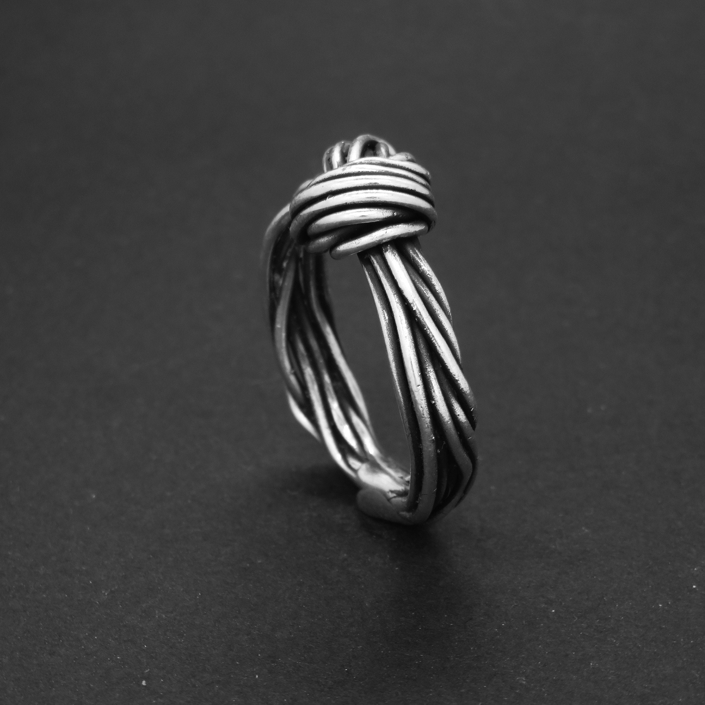 Knotted Rope Ring in Sterling Silver Tie the Knot Knotted | Etsy