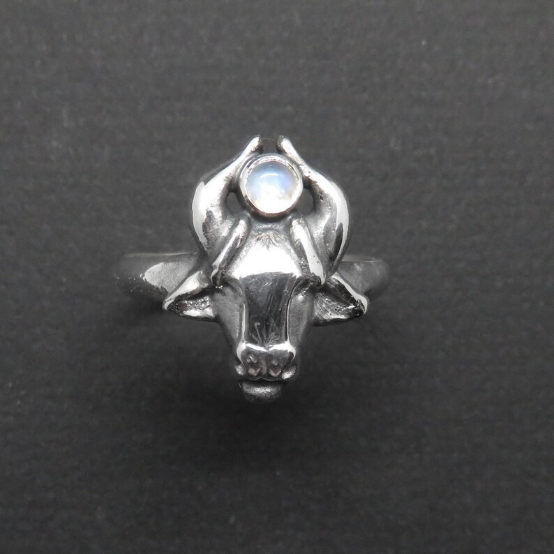 Taurus Ring With Moonstone in Sterling Silver Rainbow Etsy