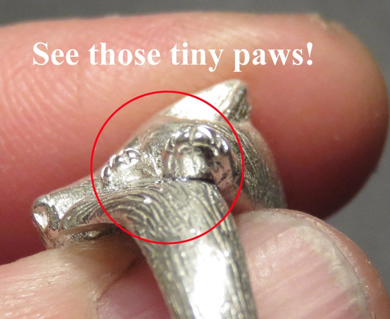 Wolf Ring in Sterling Silver Wolf Amulet Spirit Animal Totem Ring Wolf Ring for Women image 3