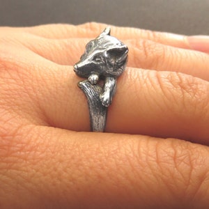 Wolf Ring in Sterling Silver Wolf Amulet Spirit Animal Totem Ring Wolf Ring for Women image 8