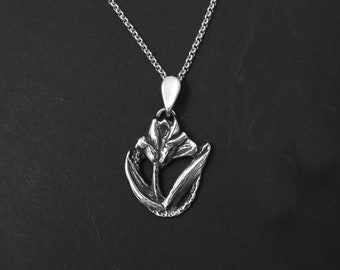 Ciondolo A Forma Di Tulipano In Argento 925 - Charm Per Bracciale Originale - Gioiello Fiore Elegante, Fatto A Mano, Foro 4.5 Mm - 6