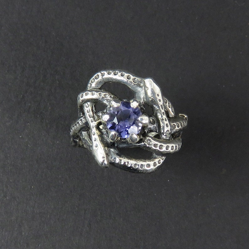 Celtic Knot Ring Two Snakes Ring with Iolite Silver Snake Ring Serpent Ring Totem Ring Magic Ring Pagan Ring Ring of Knowledge image 6