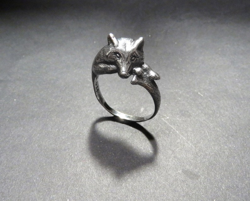 Wolf Ring in Sterling Silver Wolf Amulet Spirit Animal Totem Ring Wolf Ring for Women image 6