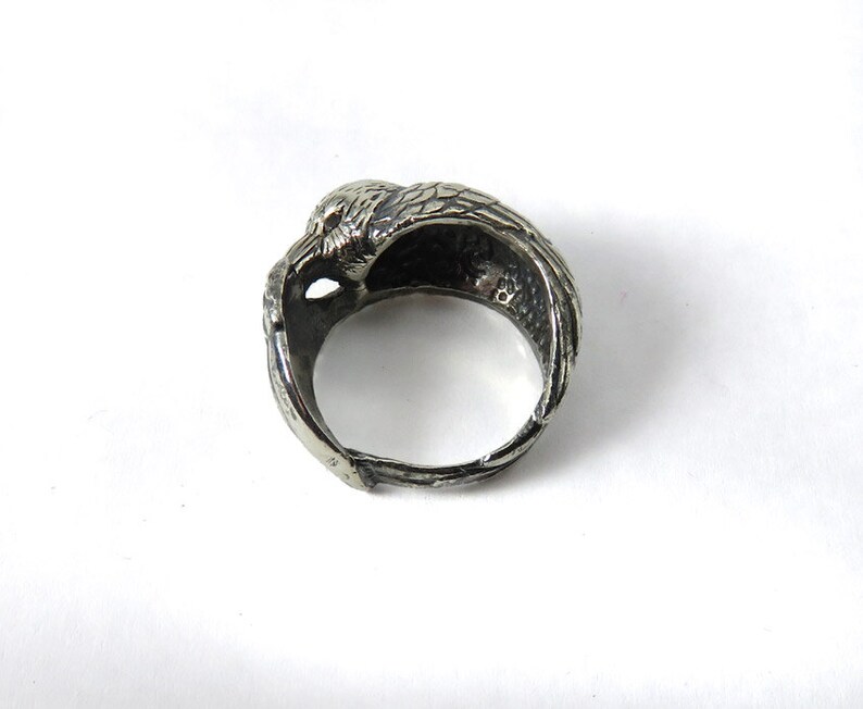 Raven Ring with Black Diamond Eyes Bird Ring in Sterling Silver Animal Totem Ring Crow Ring Pagan Ring Corvid Ring Corvus Corax image 6