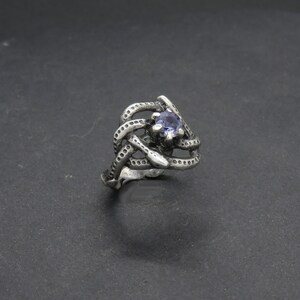 Celtic Knot Ring Two Snakes Ring with Iolite Silver Snake Ring Serpent Ring Totem Ring Magic Ring Pagan Ring Ring of Knowledge image 10