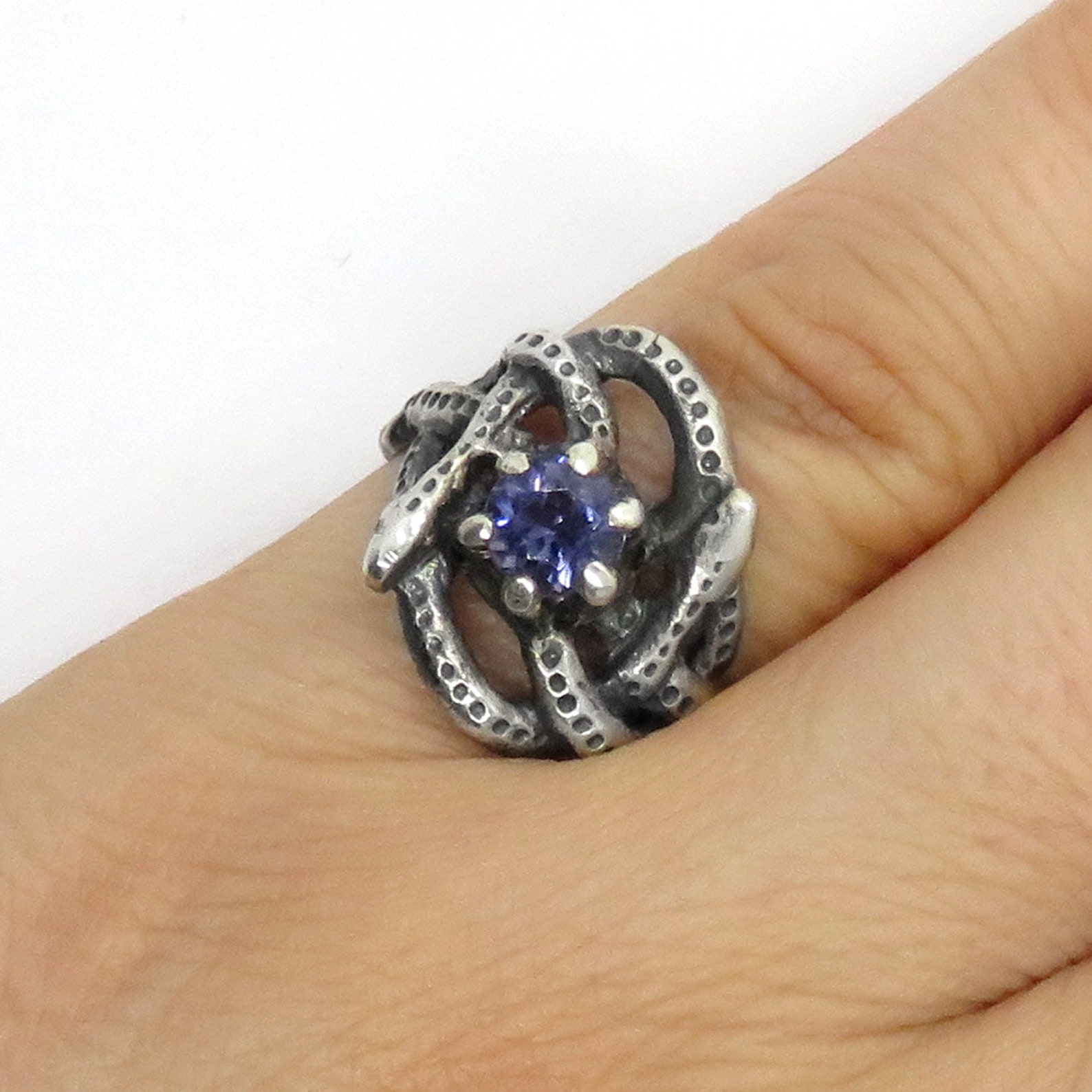 Celtic Knot Ring Two Snakes Ring With Iolite Silver Snake - Etsy