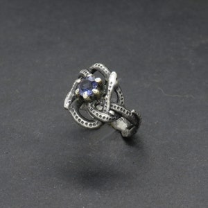 Celtic Knot Ring Two Snakes Ring with Iolite Silver Snake Ring Serpent Ring Totem Ring Magic Ring Pagan Ring Ring of Knowledge image 7