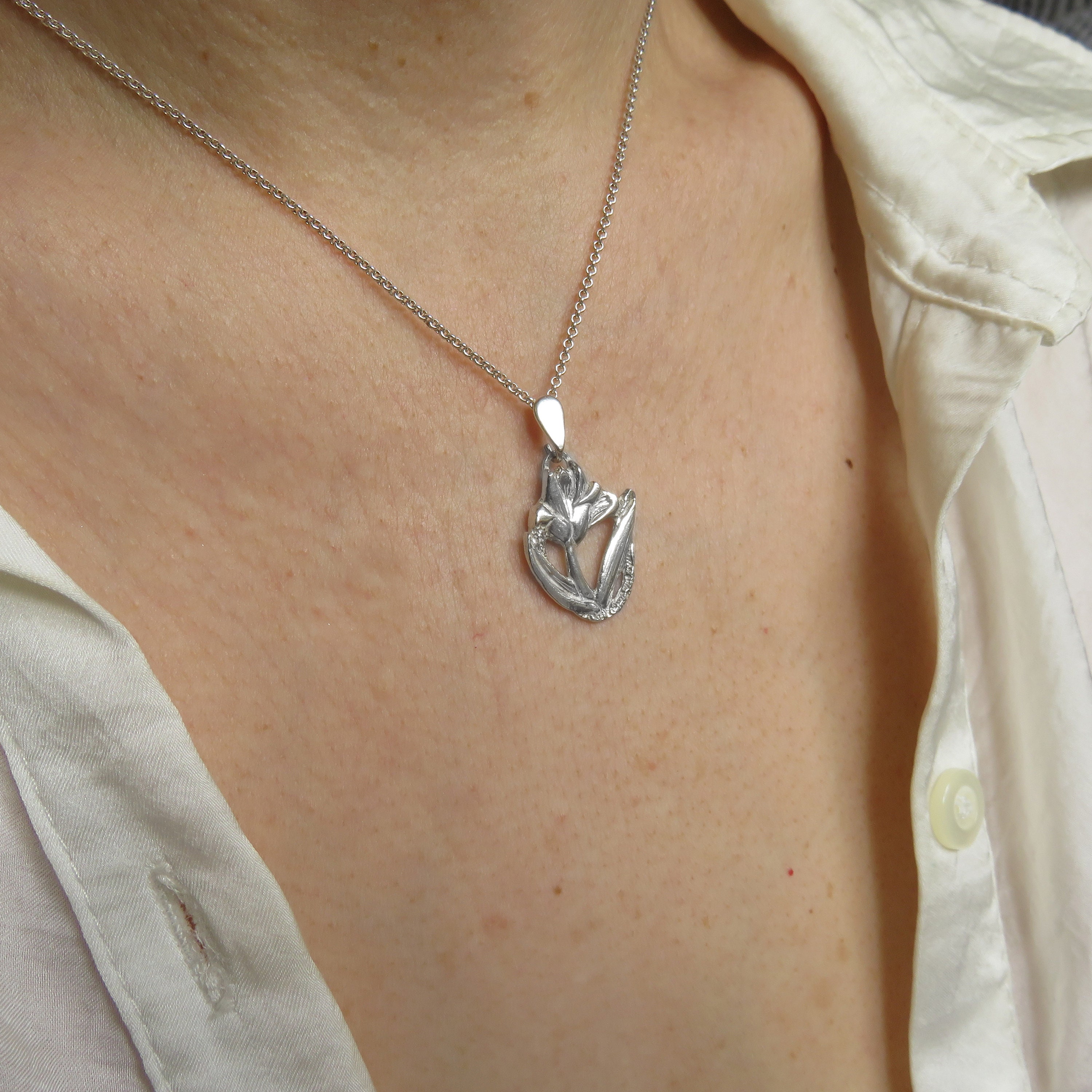 Collana Tulipano In Argento 925 – Ciondolo Fiore Per Donna, Gioiello Significativo In Scatola Regalo