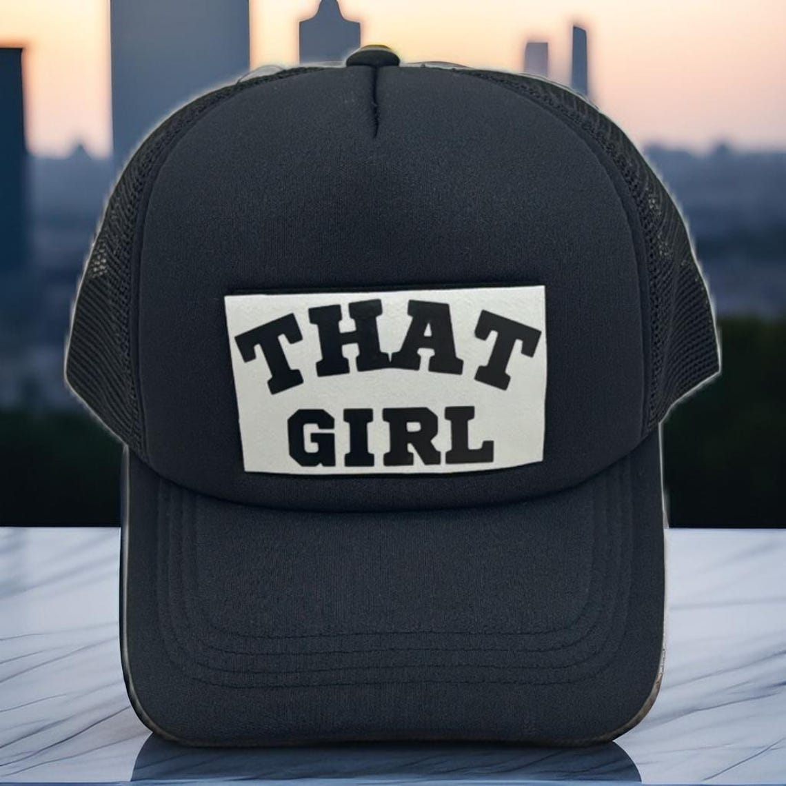 That Girl Black Trucker Hat, Velcro Patch Trucker Hat, Custom Trucker ...