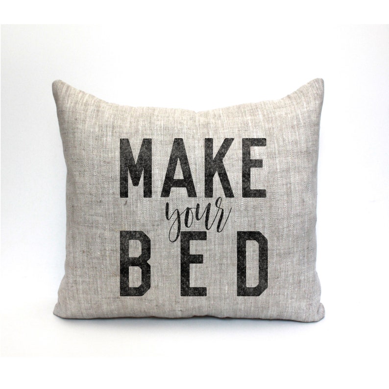Make your bed pillow throw pillow word pillow phrase Etsy