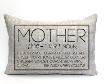 mother's day gift, mothers day gift, mom pillow, gift for mom, grandparent gift, new parents pillow, valentine gift - "The Mother"
