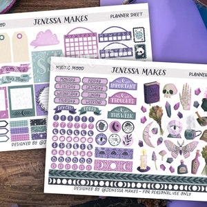 Planner Sticker Printable - Mystic Mood  | Bullet Journal Stickers, Planner Stickers, Scrapbook, Witchy Stickers, Digital Download Stickers