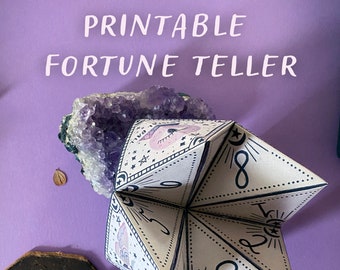 Fortune Teller Printable - Mystic Mood | Cootie Catcher, Digital Download, Halloween Party, Party Game, Party Favor, DIY Favor, Kids Craft