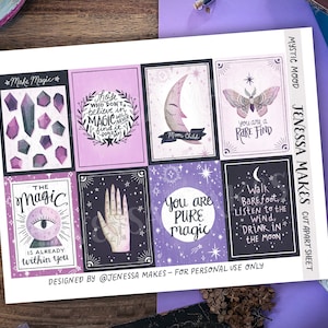 Cut Apart Printable - Mystic Mood | Illustrated Quotes, Quote Art, Journal Stickers, Scrapbook, Witchy Stickers, Digital Download Stickers