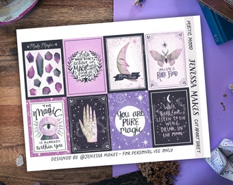 Cut Apart Printable - Mystic Mood | Illustrated Quotes, Quote Art, Journal Stickers, Scrapbook, Witchy Stickers, Digital Download Stickers