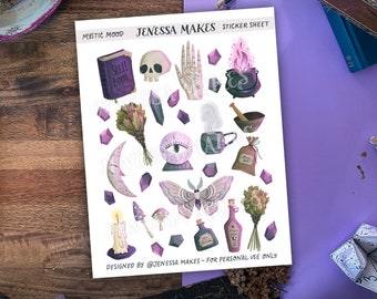 Sticker Sheet Printable - Mystic Mood | Bullet Journal, Planner Stickers, Scrapbook, Witchy Stickers, Magic Stickers, Digital Download
