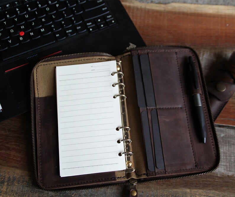 A6 Leather Journal Diary Notebook with zipper /looseleaf Etsy