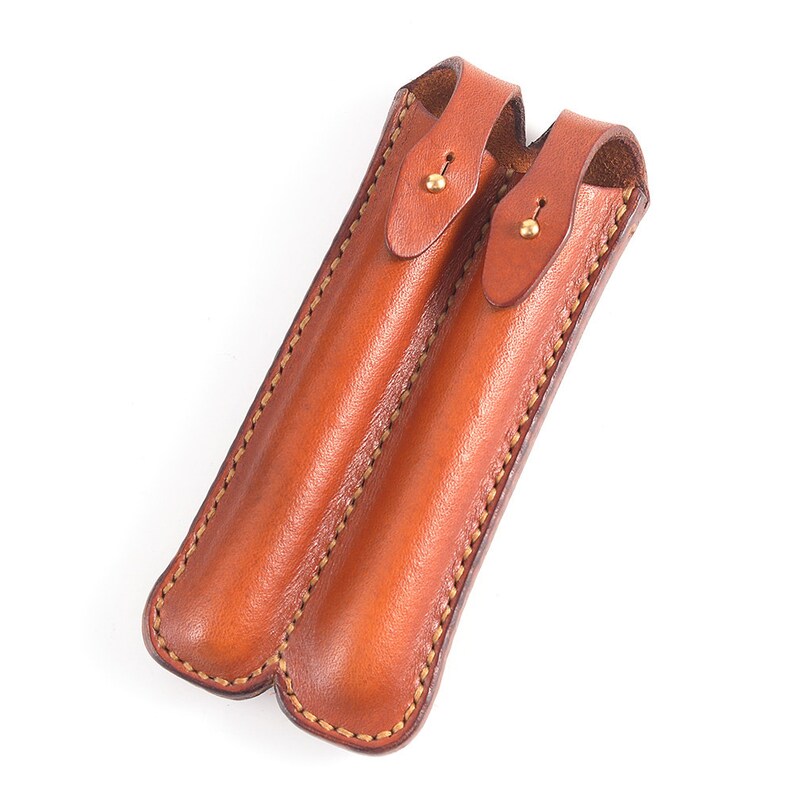 Handmade Vintage Brownleather Pen Casepencil Boxdouble Fit Etsy