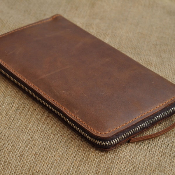 Long  wallet -Men wallet-- Leather purce-Instrument package -Passport Holder
